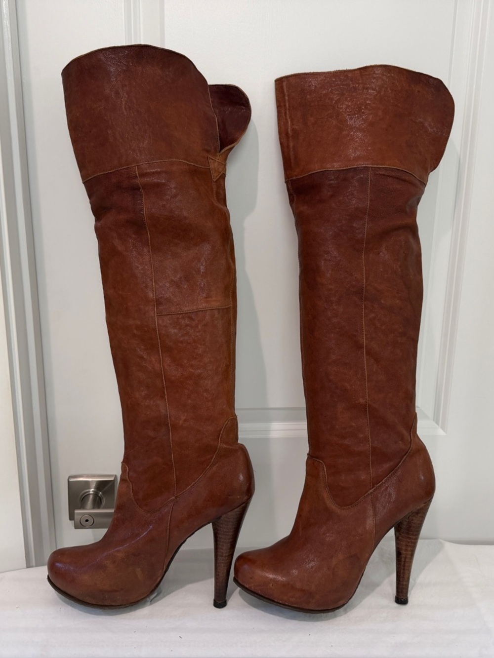 All Leather Over-the-Knee Boots - Brown - Picture 5 of 16